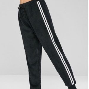 Striped Side Drawstring Corduroy Jogger Pants